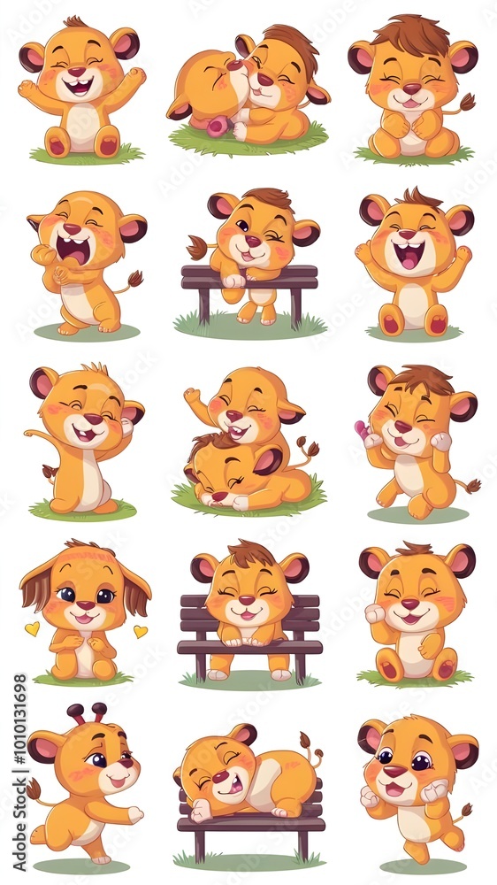A set of cute cartoon animals A set of cute cartoon animals