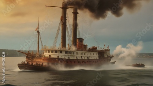 Obraz na płótnie Steam ship