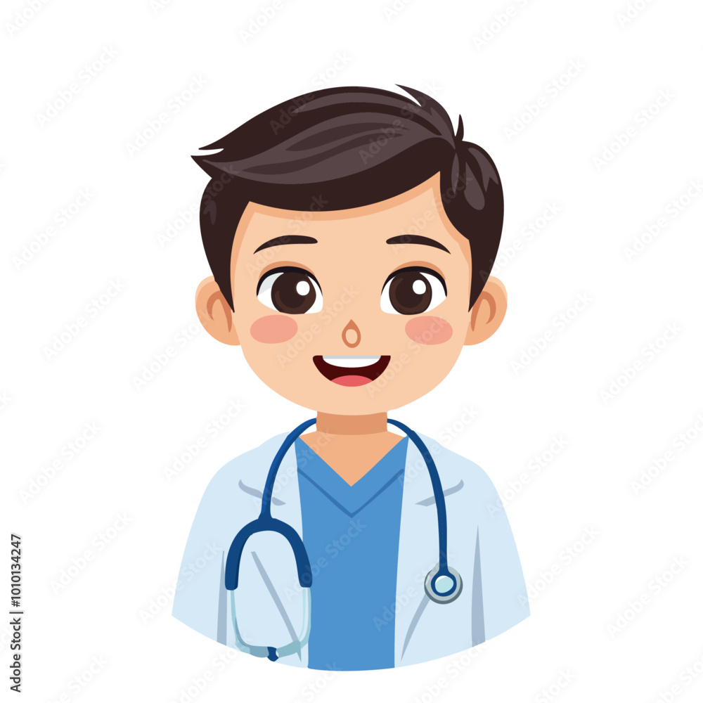 Fototapeta premium Doctor Cute Worker Job Profession Professional Occupation Cartoon Character