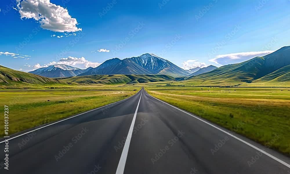A Long, Straight Road Leading Towards a Mountain Range A Long, Straight Road Leading Towards a Mountain Range
