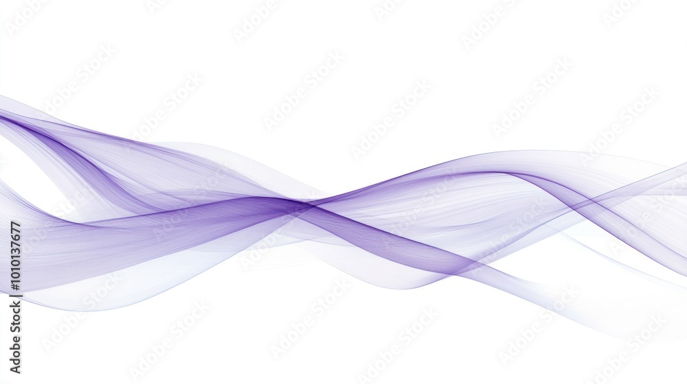 Abstract flowing waves in purple tones on a white background. Abstract flowing waves in purple tones on a white background.