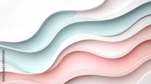 Abstract layered waves in soft colors create a modern, soothing design.