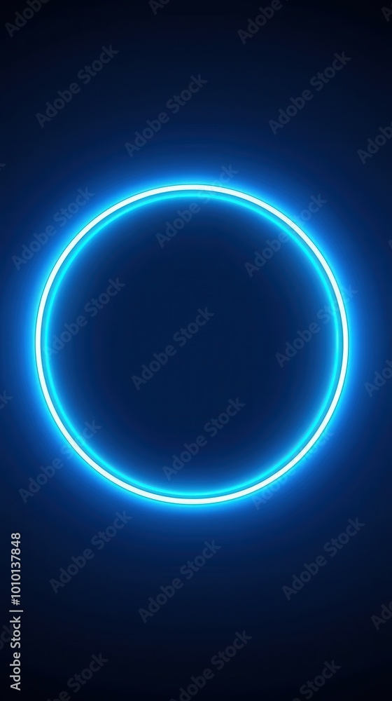 Glowing Blue Neon Circle Frame on Dark Background Modern Abstract Design Glowing Blue Neon Circle Frame on Dark Background Modern Abstract Design