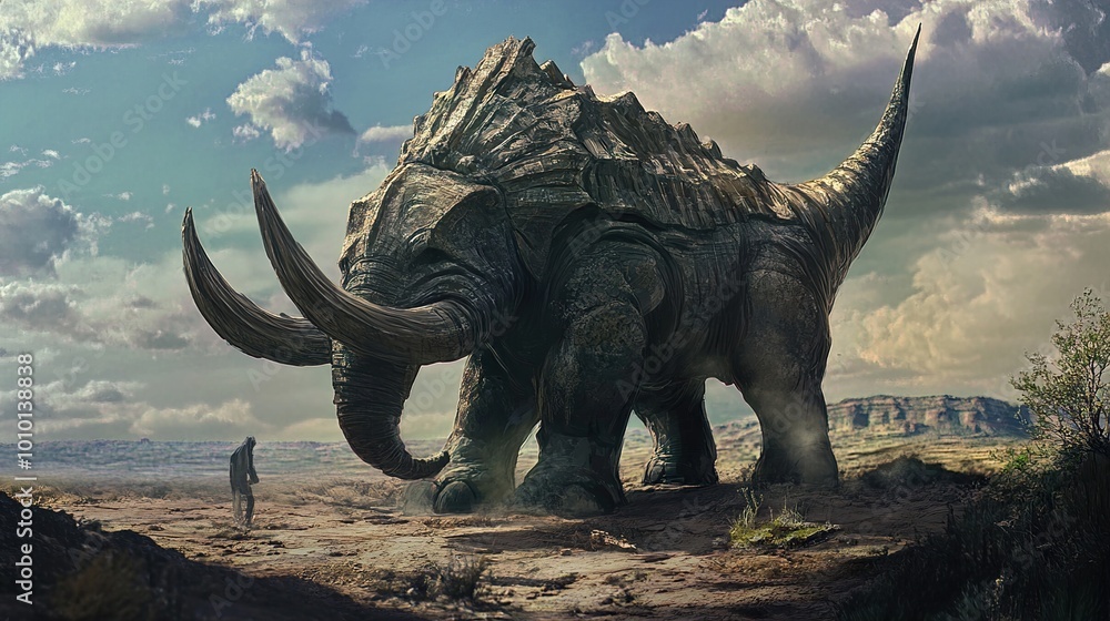 Fototapeta premium A Gigantic Stone Beast in a Desolate Landscape