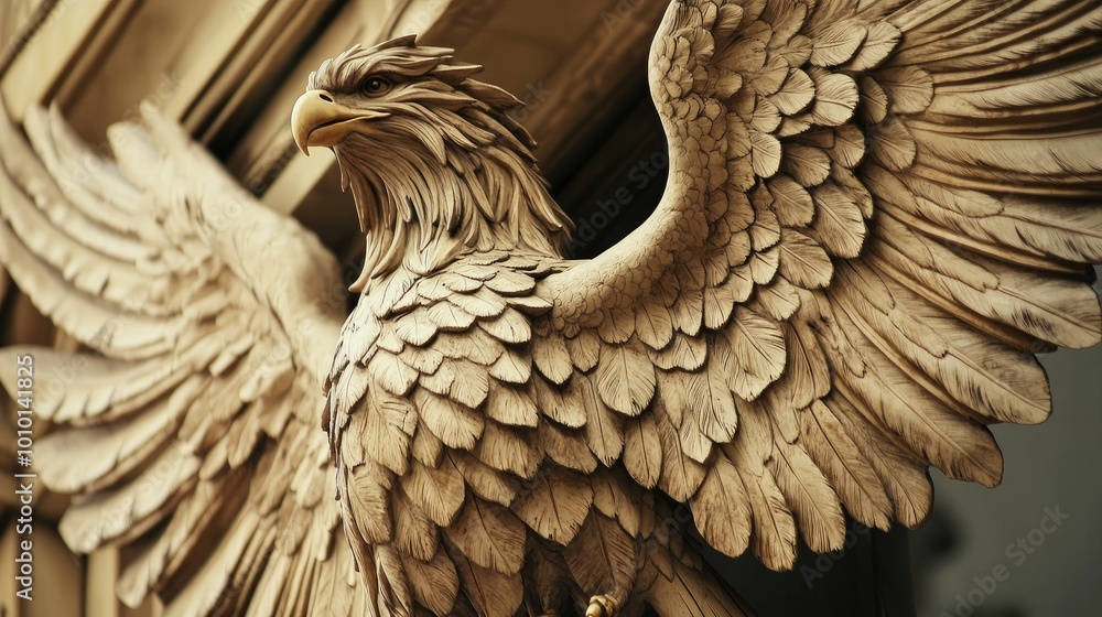 Fototapeta premium Majestic Sculpture of an Eagle with Outstretched Wings