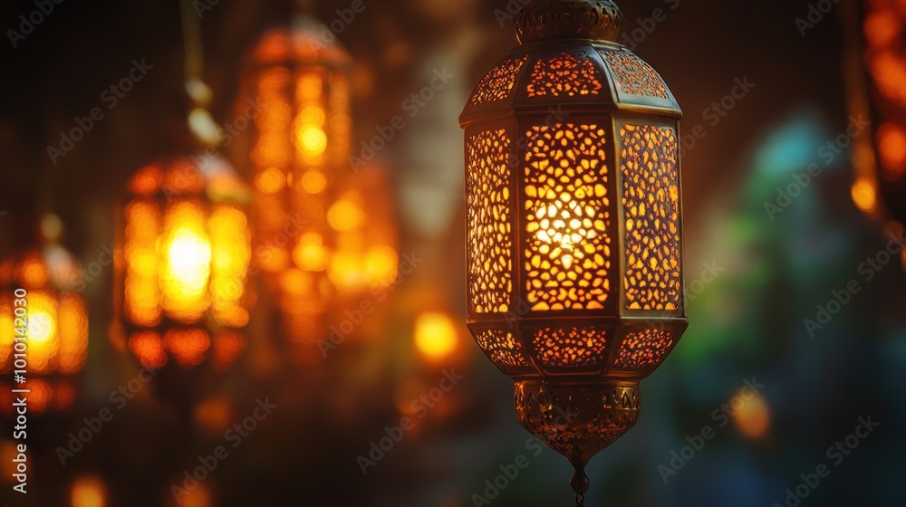 Ornate Lanterns Glowing in the Darkness Ornate Lanterns Glowing in the Darkness