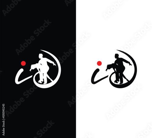 Elegant Letter id Couple Dance Logo Design with Flowing Silhouette for Creative Branding