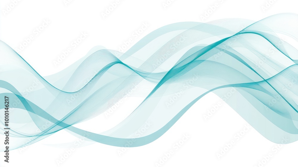 Abstract teal wave design with smooth, flowing lines on a white background. Abstract teal wave design with smooth, flowing lines on a white background.