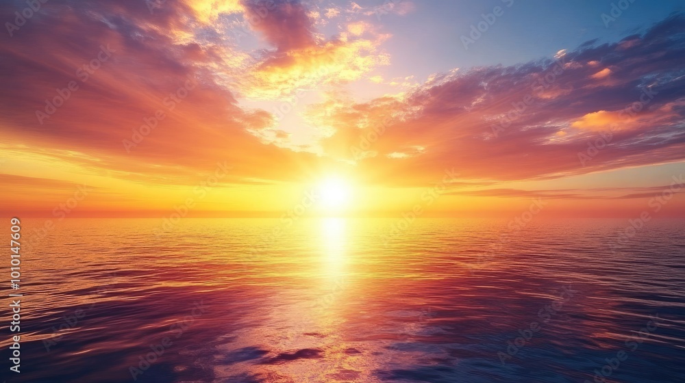 Vibrant Sunset Over Calm Ocean Waters Vibrant Sunset Over Calm Ocean Waters