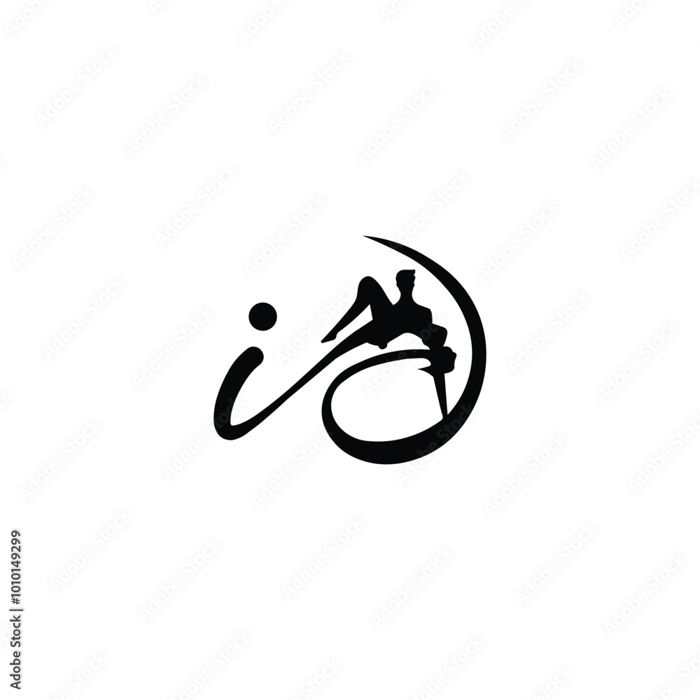 Elegant Letter id Couple Dance Logo Design with Flowing Silhouette for Creative Branding Elegant Letter id Couple Dance Logo Design with Flowing Silhouette for Creative Branding
