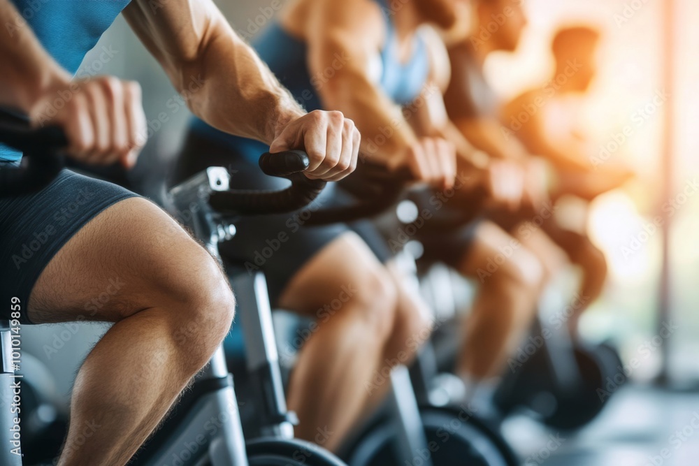 Close-up of Cyclists in a Spin Class Close-up of Cyclists in a Spin Class