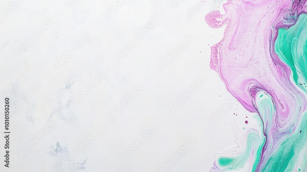 Abstract design featuring swirls of pink and green against a white background. Abstract design featuring swirls of pink and green against a white background.