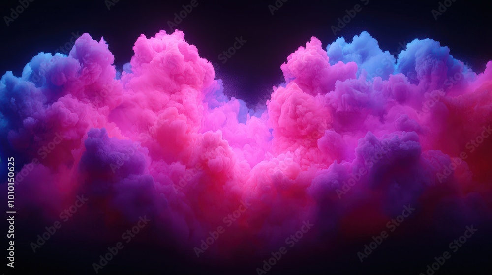 Fototapeta premium Abstract Pink and Blue Smoke Clouds Futuristic Design Digital Art