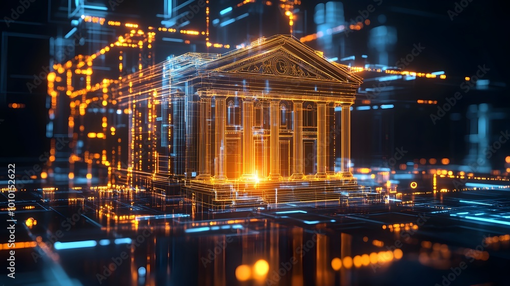 A building with a golden dome is lit up in the dark. The building is a temple or a church A building with a golden dome is lit up in the dark. The building is a temple or a church