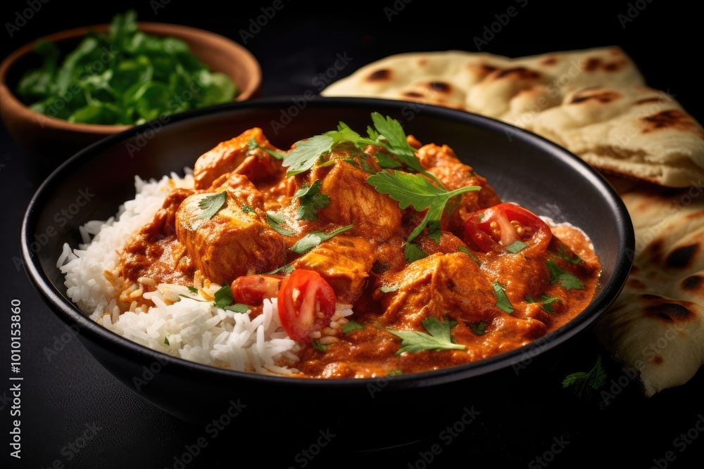 Chicken Tikka Masala with Rice and Naan Bread Chicken Tikka Masala with Rice and Naan Bread