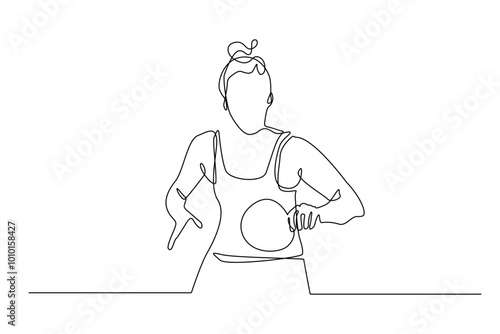 one continuous line drawing of female table tennis athlete.one line drawing of table tennis athlete.single line vector illustration.isolated white background