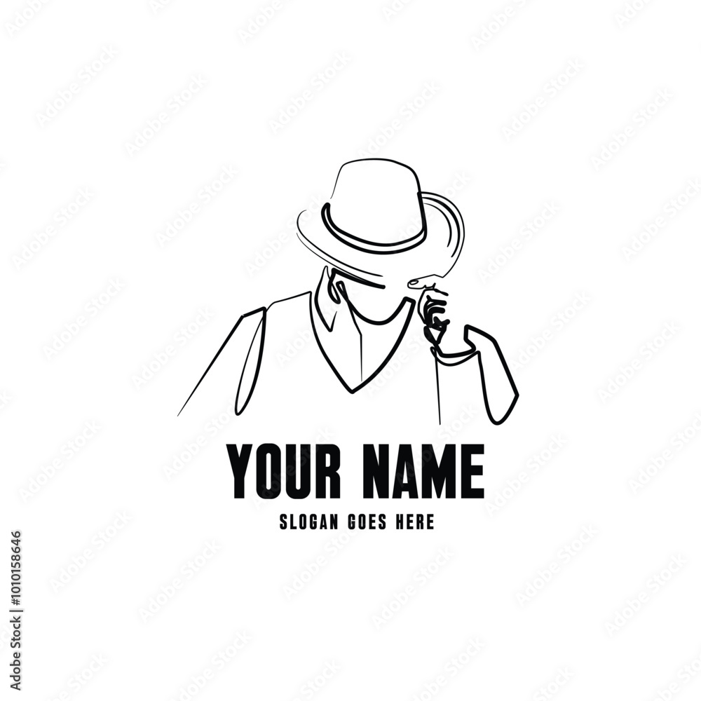 classic men's logo.vector illustration of a man in a classic hat for business .men's salon,men's products,men's health. classic men's logo.vector illustration of a man in a classic hat for business .men's salon,men's products,men's health.