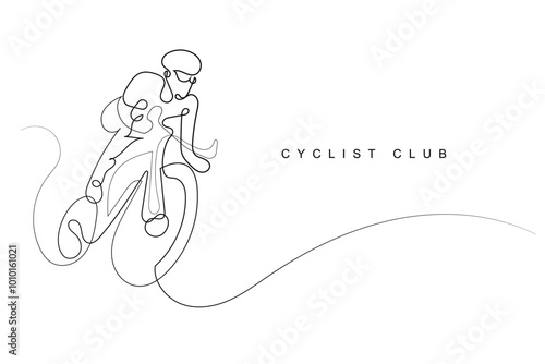continuous line cycling club.single line vector of cyclist athlete.single line vector icon of cyclist for,competition,bicycle race