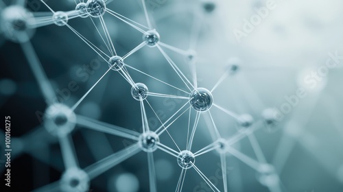 Network structure chemical bonds in molecular level of lines and points, dots and connections