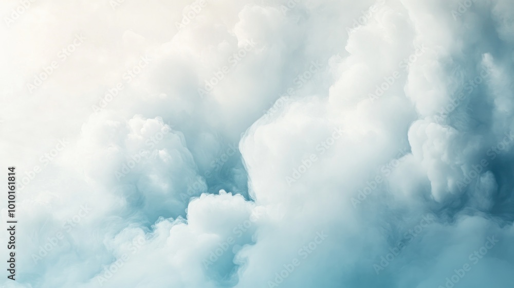 A serene sky filled with soft, fluffy clouds in varying shades of blue and white. A serene sky filled with soft, fluffy clouds in varying shades of blue and white.