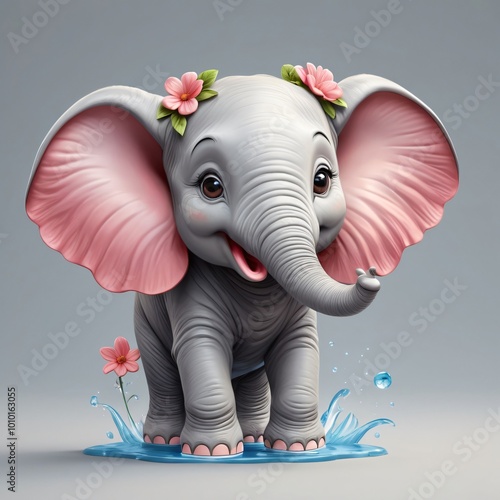 Baby elephant, cute, bright photo