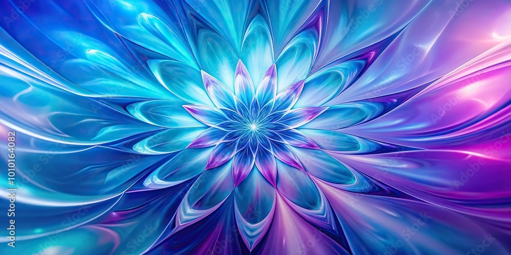 Ethereal abstract blooming shape with sky blue and purple tones tilted angle Ethereal abstract blooming shape with sky blue and purple tones tilted angle