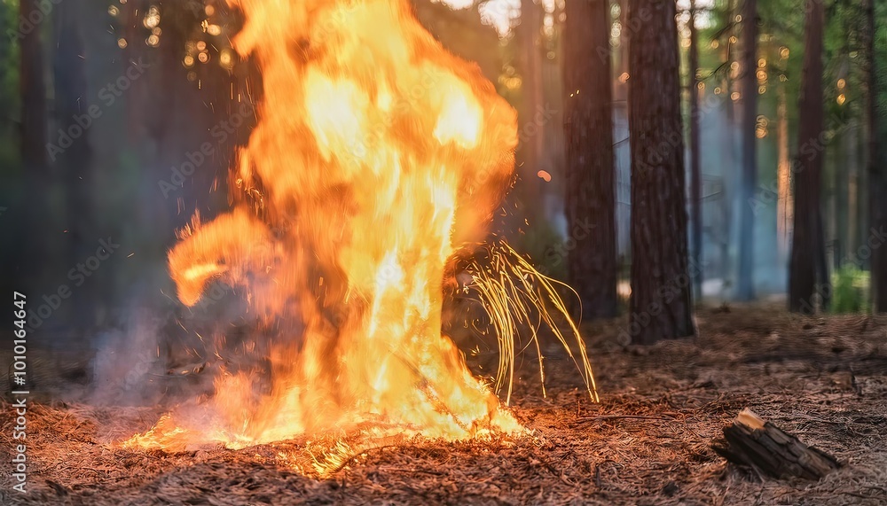 Forest Fire Flames Engulfing Woodland Area Forest Fire Flames Engulfing Woodland Area
