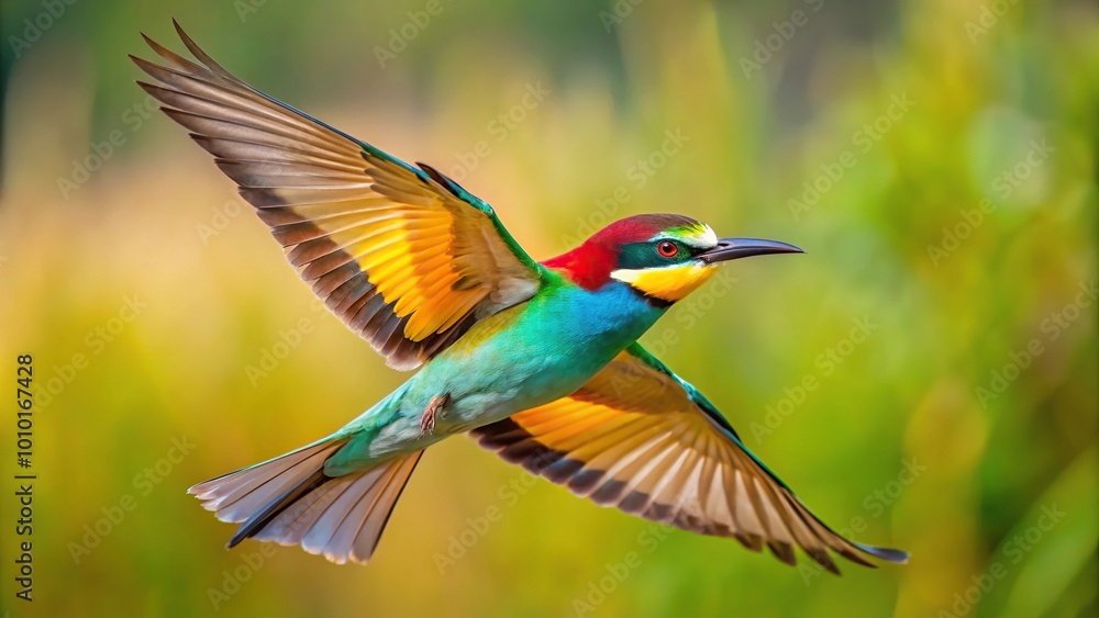 Obraz premium European bee eater flying in natural habitat