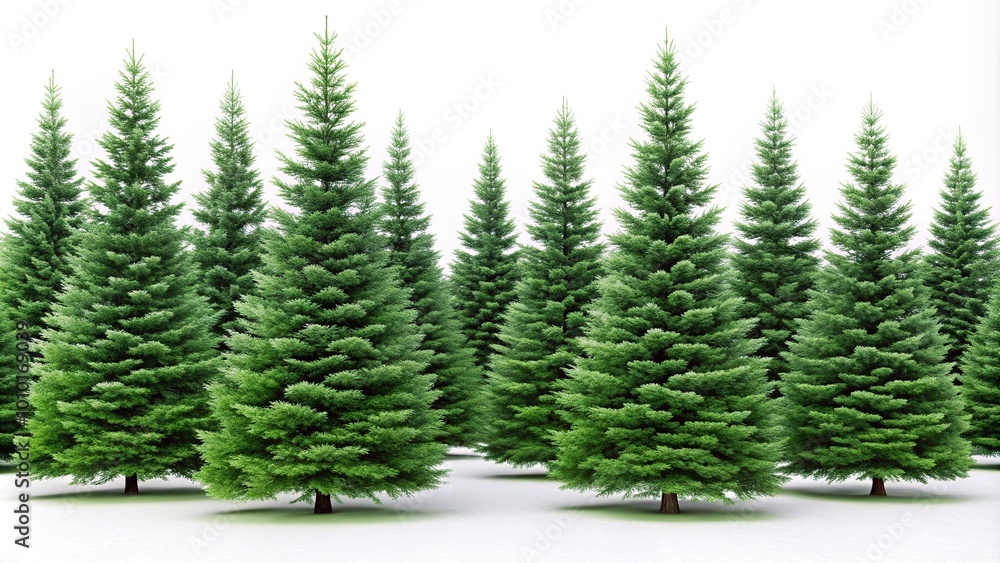 Evergreen fir pine spruce trees reflecting in water Evergreen fir pine spruce trees reflecting in water