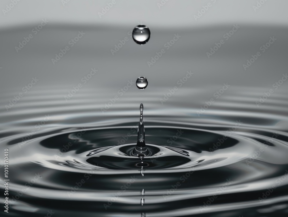 Clear Water Droplet Fall with Empty Blank White Gray - ai Clear Water Droplet Fall with Empty Blank White Gray - ai