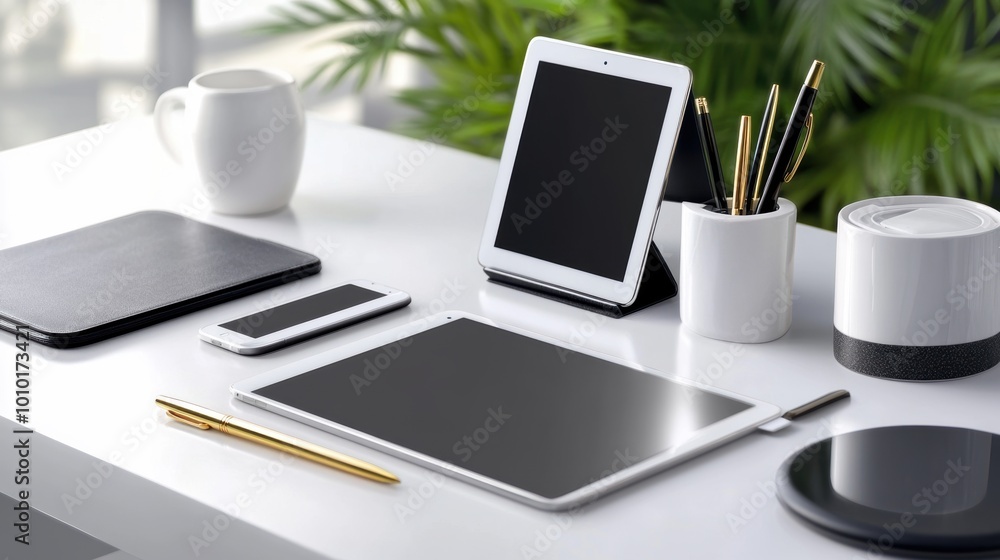 Minimalist Office Desk with Stylish Accessories Minimalist Office Desk with Stylish Accessories