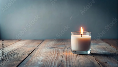 Extinguished candle on table with soft focus