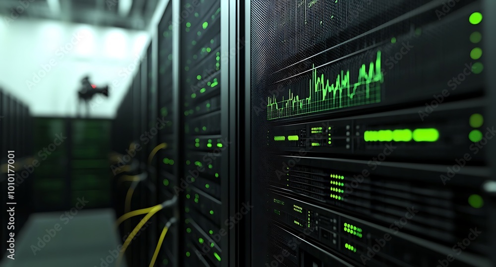 Multiple graphs with changing numbers over data server room Multiple graphs with changing numbers over data server room