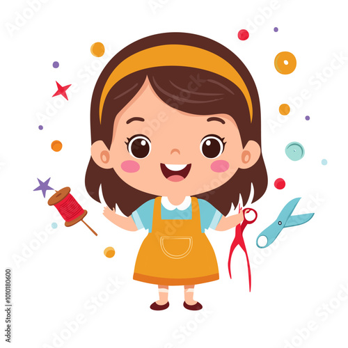 Tailor Cute Worker Job Profession Professional Occupation Cartoon Character
