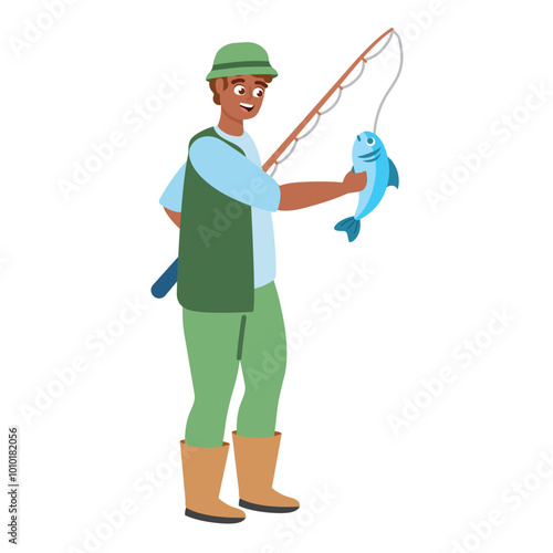 adult fishing standing with rod