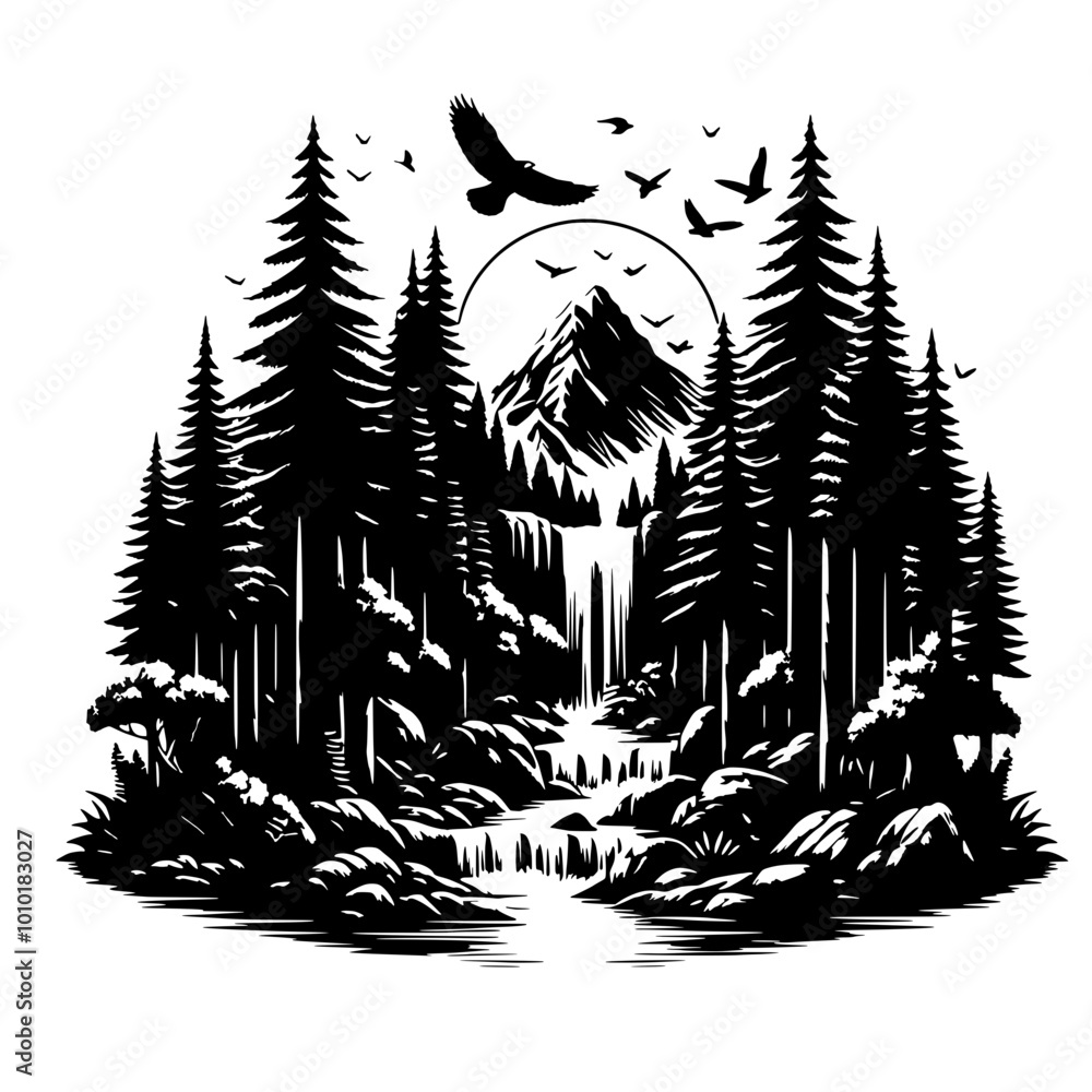 Forest Vector Illustration Isolated Forest Vector Illustration Isolated