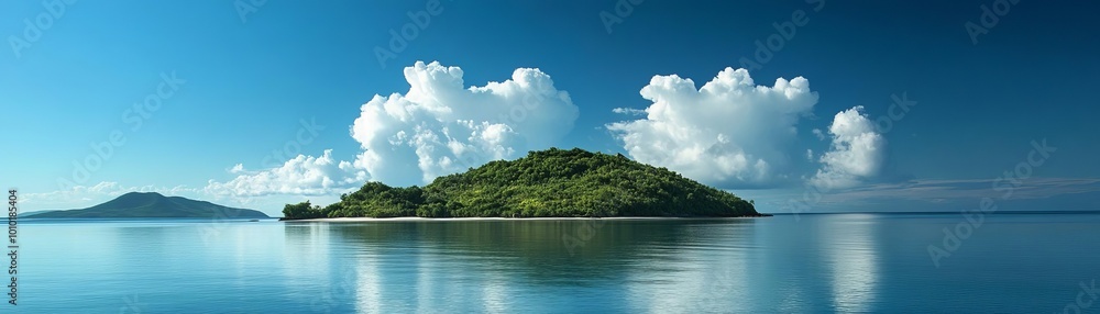 Tranquil island with clear blue waters Tranquil island with clear blue waters