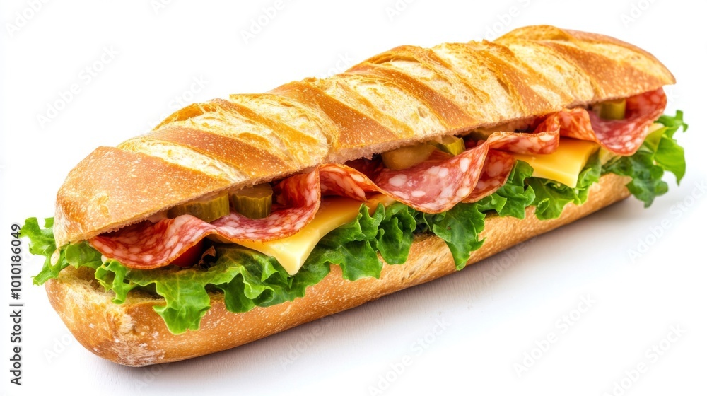 Fresh Sub Sandwich with Veggies and Meat Toppings Fresh Sub Sandwich with Veggies and Meat Toppings