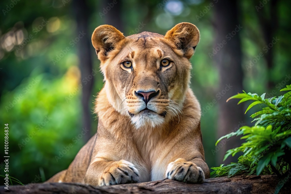 Extreme Close-Up mesmerizing wildlife photography lioness resting peacefully in forest Extreme Close-Up mesmerizing wildlife photography lioness resting peacefully in forest