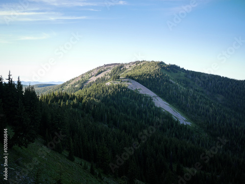 Schilderij op canvas View of mountain top in Saint Joe Mountains in northern Idaho national forest at