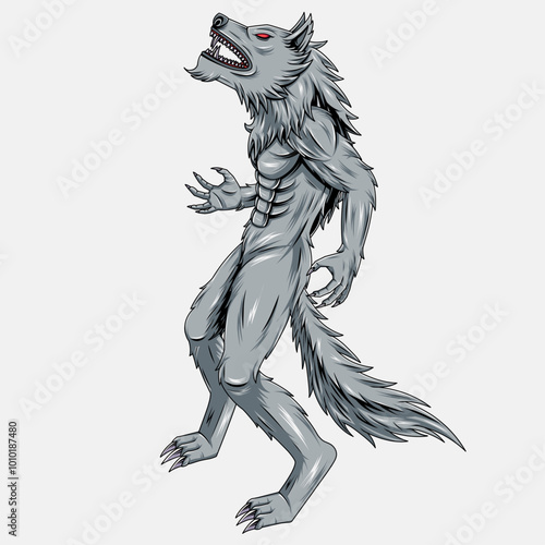 Vector graphic illustration of werewolf suitable for halloween merchandise isolated on white background