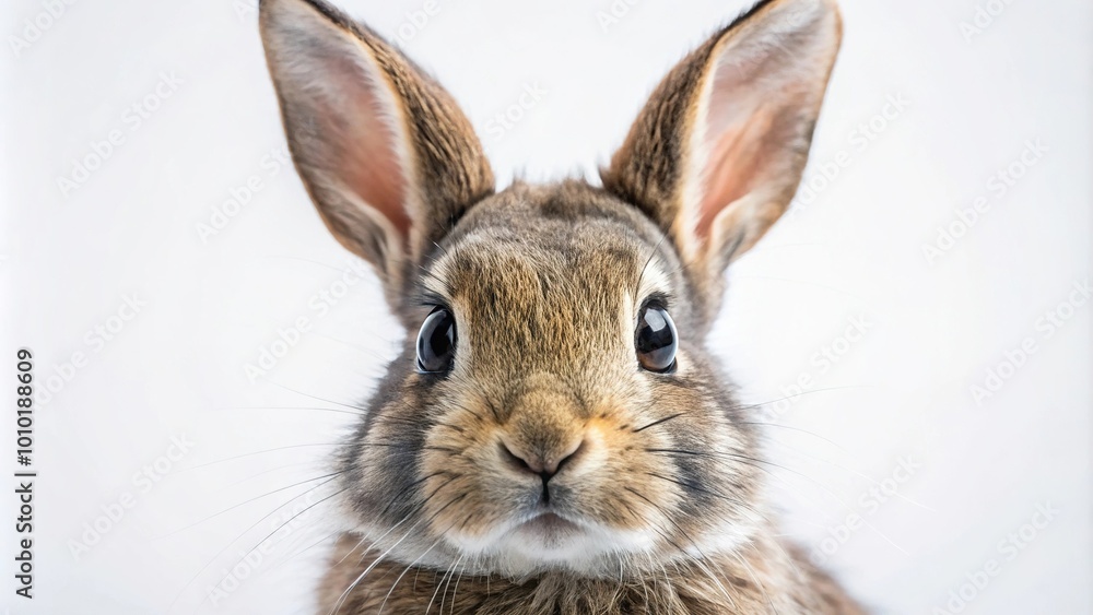 Extreme close-up of a cute bunny on a white background Extreme close-up of a cute bunny on a white background