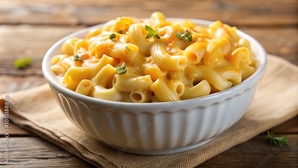 Extreme close-up of a delicious and comforting classic macaroni and cheese dish Extreme close-up of a delicious and comforting classic macaroni and cheese dish