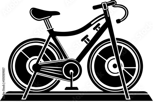 Spin bike silhouette vector illustration, spin bike icon