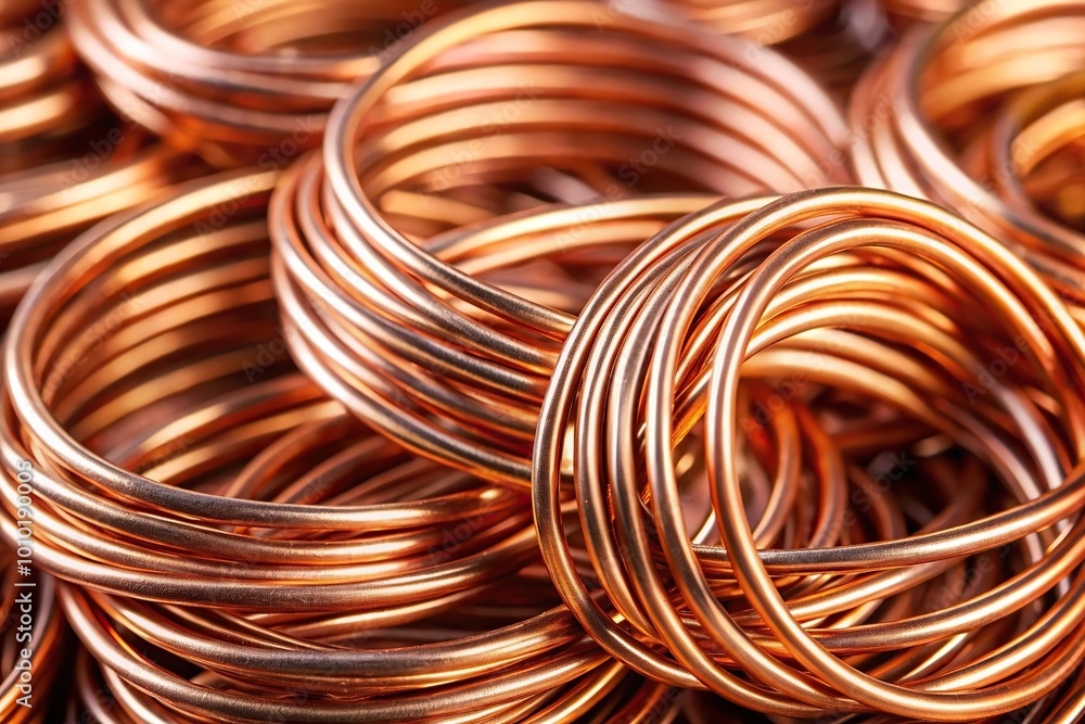 Extreme close-up of a heap of handmade wire copper bracelets Extreme close-up of a heap of handmade wire copper bracelets
