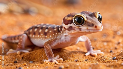 Extreme close-up of a Smooth Knob-tailed Gecko (Nephrurus levis pilbarensis) on sand photo