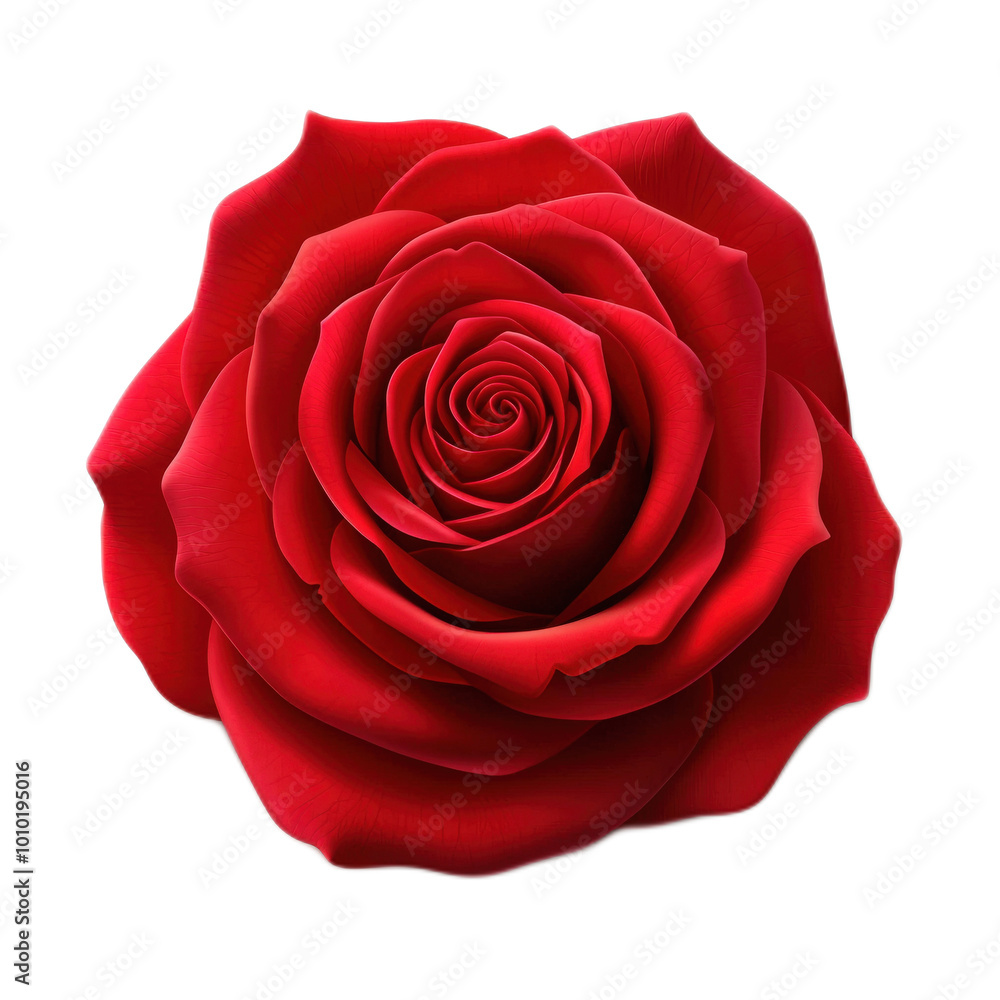 Stunning Red Rose Blossom in Realistic Style Stunning Red Rose Blossom in Realistic Style