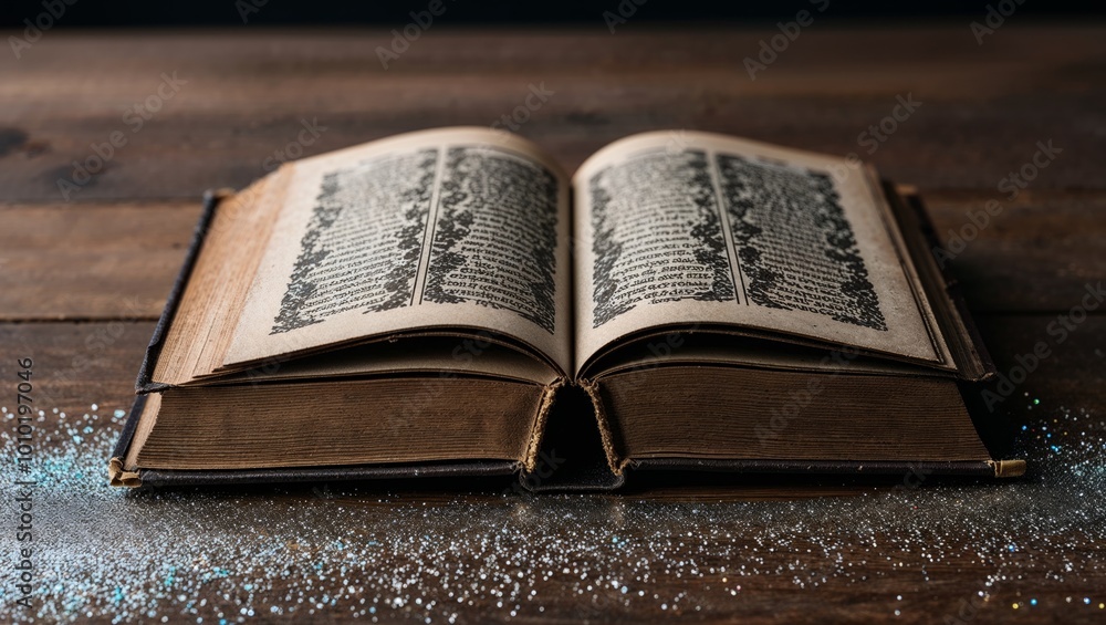 Fototapeta premium open book on the wooden background