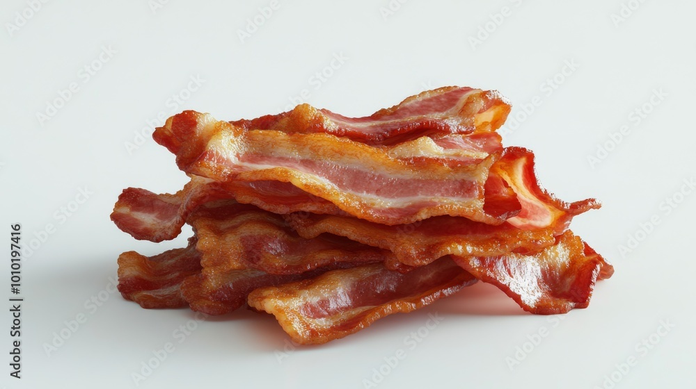 Crispy Pile of Bacon Strips on White Surface Crispy Pile of Bacon Strips on White Surface