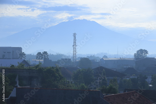 Beautiful view of a mountain with clear sky and clouds. good for nature background photo